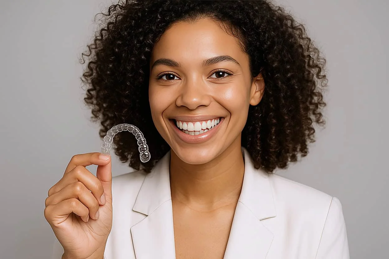 invisalign patient with aligner